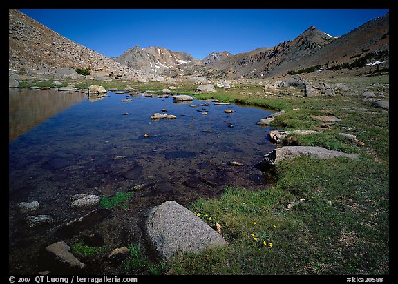 Pond at Sawmill Pass, morning. Kings Canyon National Park (color)