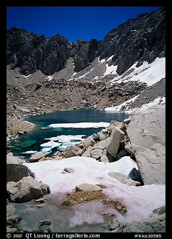 Alpine lake in early summer. Kings Canyon  National Park (color)