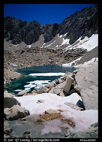 Alpine lake in early summer. Kings Canyon National Park (color)