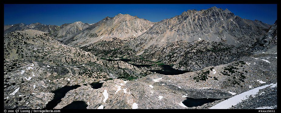 Mineral mountain landscape dotted with lakes. Kings Canyon National Park (color)