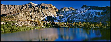 Sierra Mountains and lake in early summer. Kings Canyon  National Park (Panoramic color)