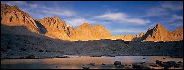 Palissades at sunset, Dusy Basin. Kings Canyon National Park (Panoramic color)