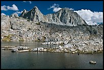 Lake, Isoceles Peak and Mt Giraud, Dusy Basin. Kings Canyon National Park, California, USA.