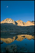 Palissades chain reflected in lake, Dusy Basin. Kings Canyon National Park, California, USA. (color)