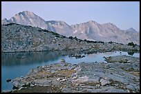 Lake and mountains at dawn, Dusy Basin. Kings Canyon National Park, California, USA.