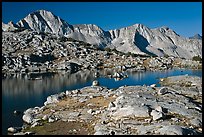 Lake and Mt Giraud range, morning, Dusy Basin. Kings Canyon National Park, California, USA.