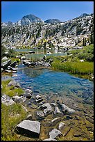Stream, lake, and Mt Giraud, Lower Dusy Basin. Kings Canyon National Park ( color)