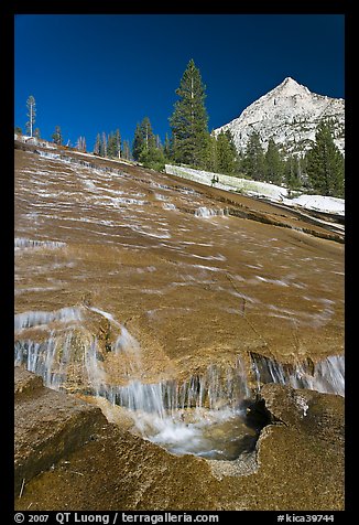 Water flowing over granite slab, Le Conte Canyon. Kings Canyon National Park (color)