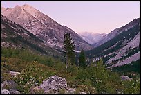 Looking south in Le Conte Canyon at dusk. Kings Canyon National Park, California, USA.