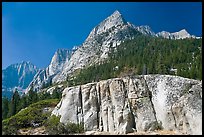 Granite block and peak, Le Conte Canyon. Kings Canyon National Park, California, USA. (color)