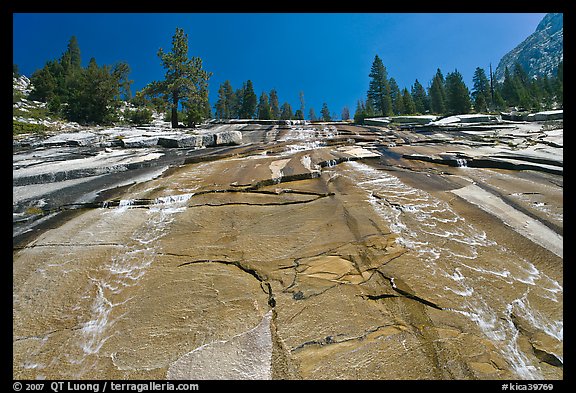 Waterfall over granite slab, Le Conte Canyon. Kings Canyon National Park (color)