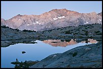 Mountains and lake, upper Dusy basin, sunrise. Kings Canyon National Park, California, USA.