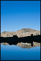 Peak reflections, early morning, Dusy Basin. Kings Canyon National Park, California, USA.