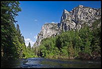 Granite cliffs raising above South Forks of the Kings River. Kings Canyon National Park, California, USA.