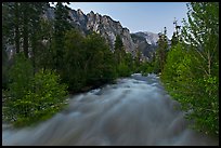 South Forks of the Kings River flowing at dusk. Kings Canyon National Park, California, USA.