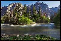 Kings River flowing at the base of high cliffs. Kings Canyon National Park, California, USA.