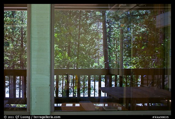 South Forks of the Kings River, Cedar Grove Lodge window reflexion. Kings Canyon National Park (color)