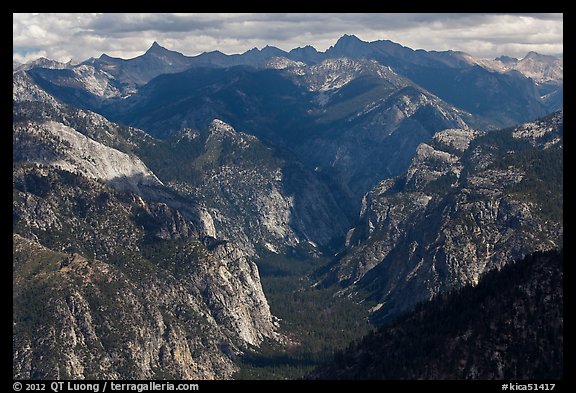 Glacial valley from above, Cedar Grove. Kings Canyon National Park, California, USA.