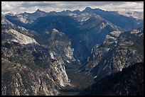 Glacial valley from above, Cedar Grove. Kings Canyon National Park, California, USA.