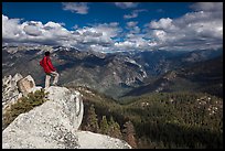 Park visitor looking, Lookout Peak. Kings Canyon National Park, California, USA.