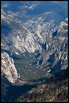 U-shaped valley from above, Cedar Grove. Kings Canyon National Park, California, USA.