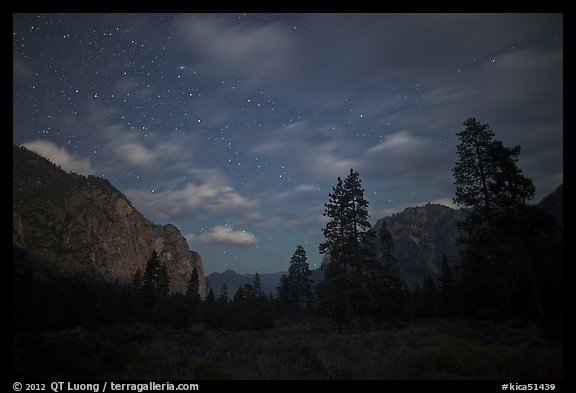 Cedar Grove valley at night. Kings Canyon National Park, California, USA.