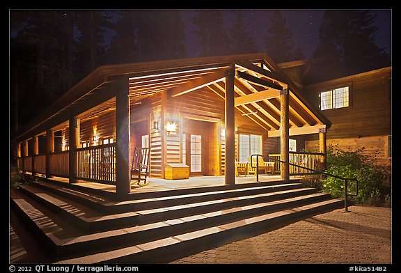 John Muir Lodge by night. Kings Canyon National Park (color)