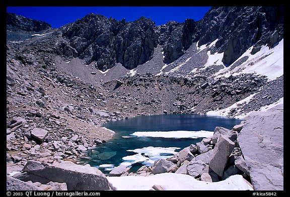 Alpine lake in early summer. Kings Canyon  National Park (color)