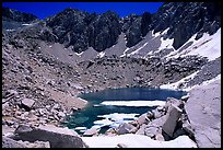 Alpine lake in early summer. Kings Canyon  National Park, California, USA.