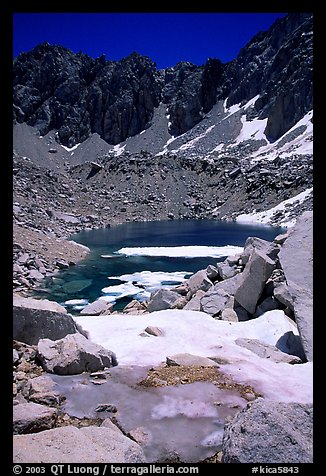 Alpine lake in early summer. Kings Canyon  National Park, California, USA.