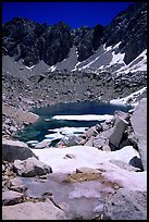 Alpine lake in early summer. Kings Canyon  National Park, California, USA.