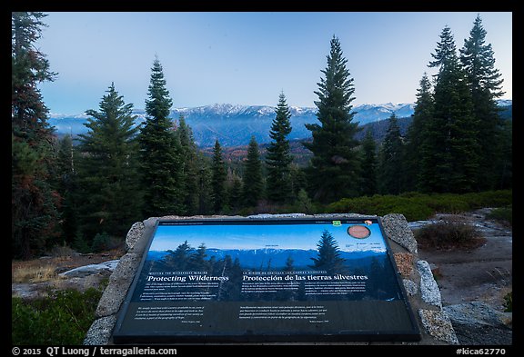 Protecting Wilderness interpretive sign. Kings Canyon National Park, California, USA.