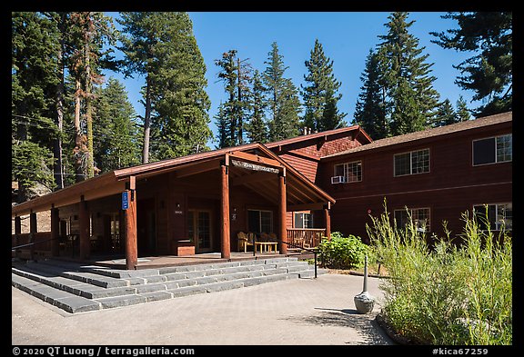 John Muir Lodge entrance. Kings Canyon National Park, California, USA.