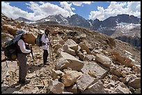 Women backpackers below Forester Pass, Kings Canyon National Park. California ( color)