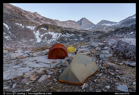 Backcountry camp below Forester Pass, Kings Canyon National Park. California