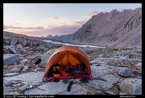 High Sierra camping above treeline, Kings Canyon National Park. California