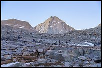 Group hiking Pacific Crest Trail below Forester Pass, Kings Canyon National Park. California ( color)