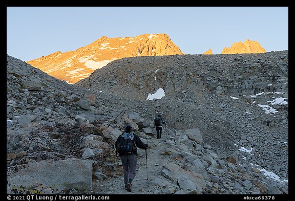 John Muir Trail below Forester Pass, sunrise, Kings Canyon National Park. California