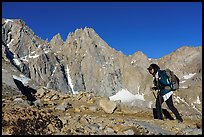 Backpacker on the John Muir Trail below Forester Pass, Kings Canyon National Park. California ( color)