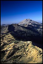 Mt Diller, Pilot Pinnacle, and Lassen Peak from Brokeoff Mountain, late afternoon. Lassen Volcanic National Park, California, USA.