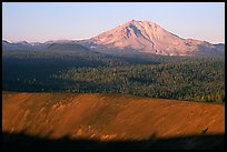 Top of Cinder cone and Lassen Peak, sunrise. Lassen Volcanic National Park, California, USA.