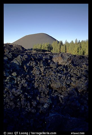 Fantastic lava beds and cinder cone, sunrise. Lassen Volcanic National Park (color)