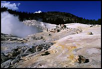 Colorful deposits in Bumpass Hell thermal area. Lassen Volcanic National Park, California, USA.