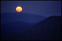 Moonrise from Prospect Peak. Lassen Volcanic National Park, California, USA.