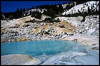 Turquoise pool in Bumpass Hell thermal area. Lassen Volcanic National Park, California, USA.