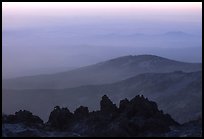 Ridges and volcanic rocks from  summit of Lassen Peak, sunset. Lassen Volcanic National Park ( color)