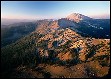 Chain of mountains around Lassen Peak, late afternoon. Lassen Volcanic National Park, California, USA.