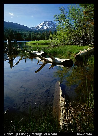 Manzanita Lake and Mount Lassen, morning spring. Lassen Volcanic National Park (color)