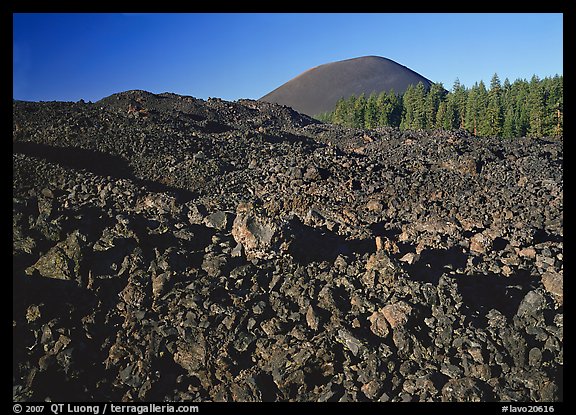 Fantastic lava beds and cinder cone, early morning. Lassen Volcanic National Park (color)