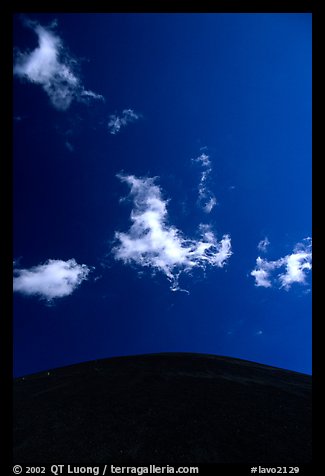 Clouds and round cinder cone. Lassen Volcanic National Park, California, USA.